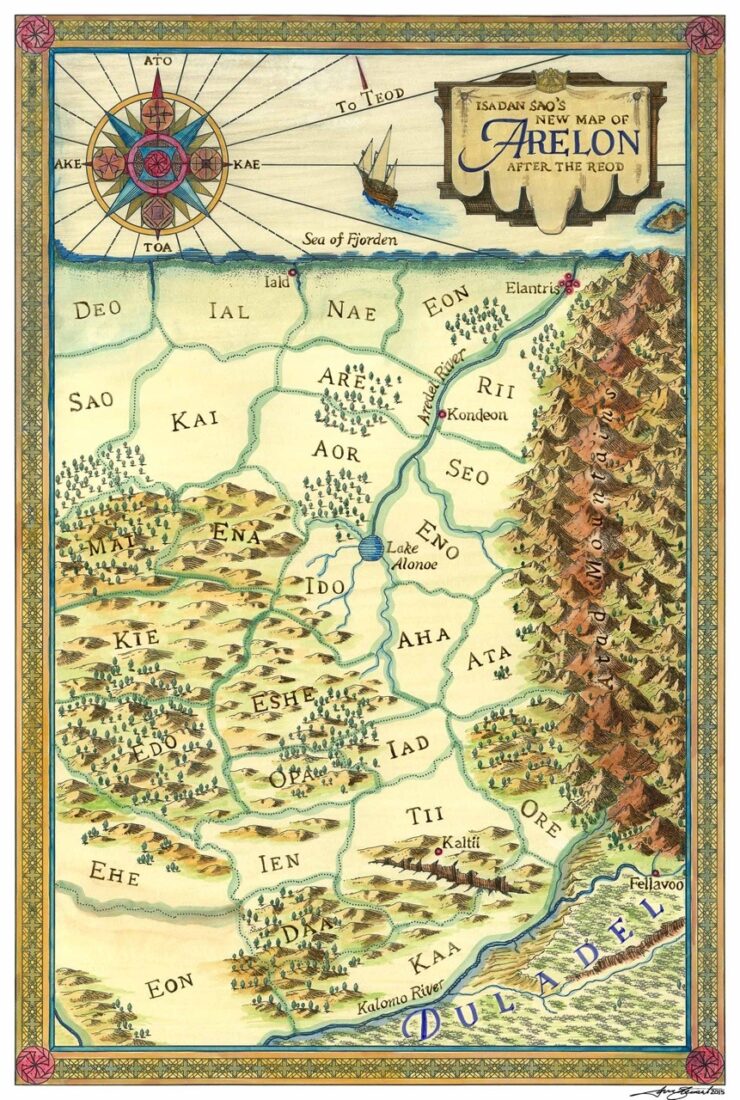 A map of Arelon from Elantris by Brandon Sanderson