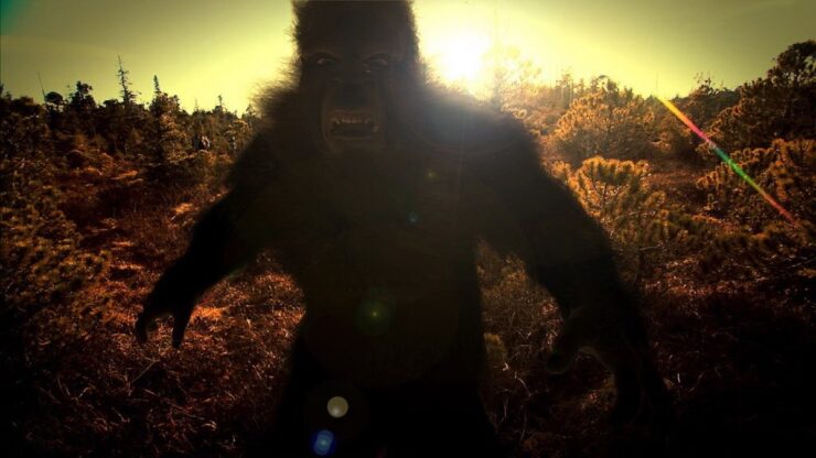 Still from a CGI recreation of a Bigfoot sighting, from the TV series "Finding Bigfoot"