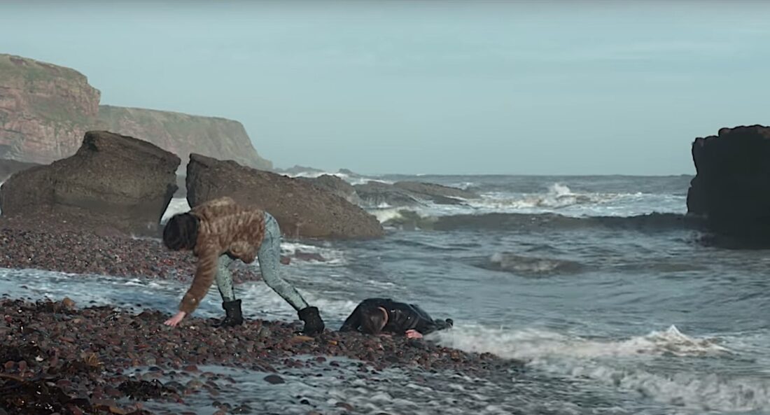 Scarlett Johansson's alien chooses a stone to incapacitate a victim in Jonathan Glazer's Under the Skin