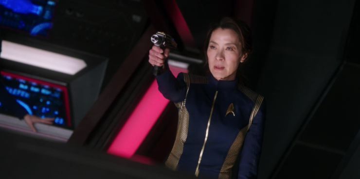 Actor Michelle Yeoh as Captain Philippa Georgiou in Star Trek: Discovery.